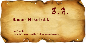 Bader Nikolett névjegykártya
